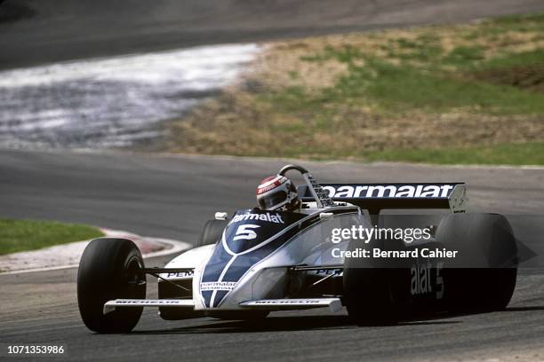 Nelson Piquet, Brabham-Ford BT49C, Grand Prix of San Marino, Imola, 05 March 1981. Nelson Piquet on the way to victory in the 1981 San Marino Grand...