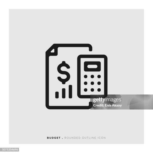 budget-abgerundete linie-symbol - haushaltskosten stock-grafiken, -clipart, -cartoons und -symbole