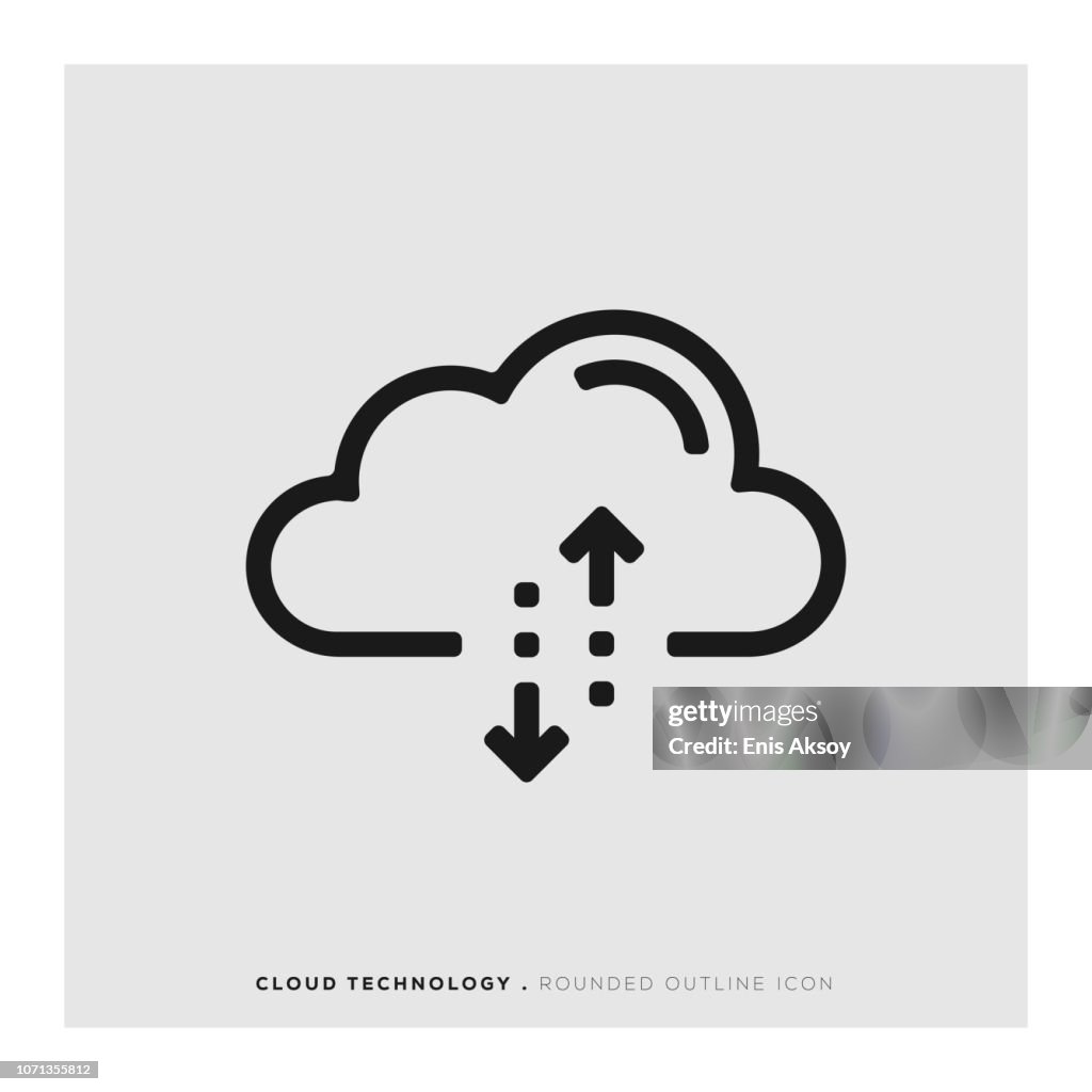 Cloud-teknik rundad linje-ikonen