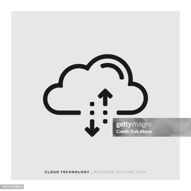 cloud technology rounded line icon - clouds stock illustrations