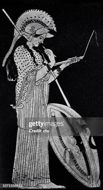 classical greek - writing athene - athena goddess stock illustrations