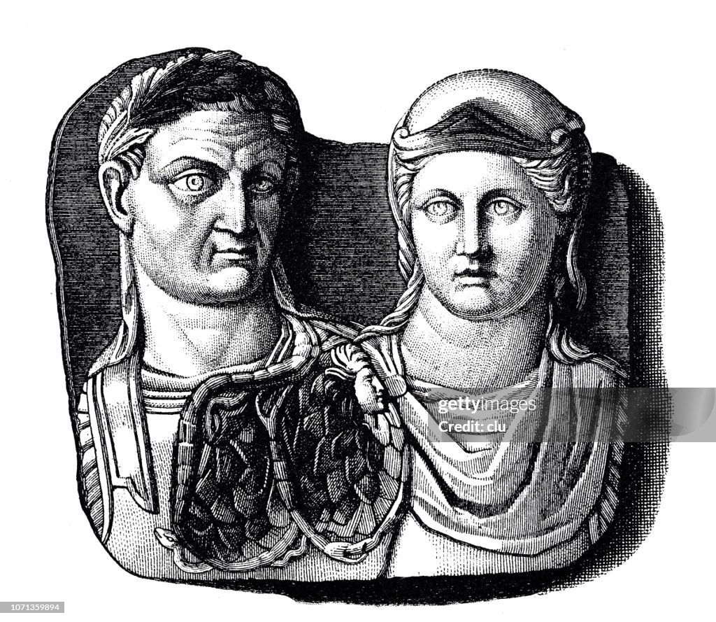 Fausta Bust Of Roman Emperor Constantine And Empress Fausta High-Res Vector ...