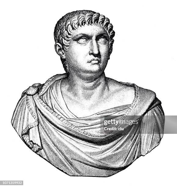 ilustrações, clipart, desenhos animados e ícones de busto de nero, imperador romano - nero imperador