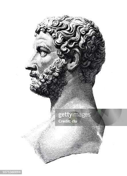 bust of hadrian, roman emperor - bust sculpture stock illustrations