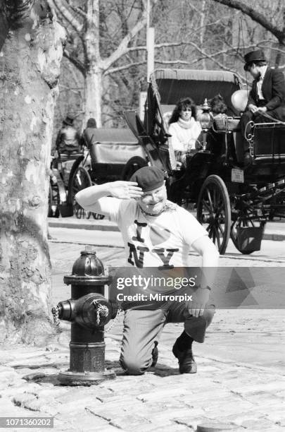 Benny Hill, British comedian and actor, best known for his television programme The Benny Hill Show, in America, where he is filming a one hour...