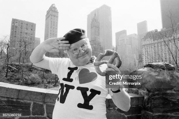 Benny Hill, British comedian and actor, best known for his television programme The Benny Hill Show, in America, where he is filming a one hour...