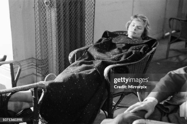 Actress Jill Bennett pictured taking a rest while working on the television play 'Do It Yourself', 16th May 1957.
