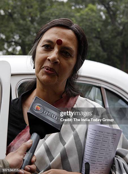 Polit Bureau member Brinda Karat outside Parliament House on Wednesday, November 24, 2010.