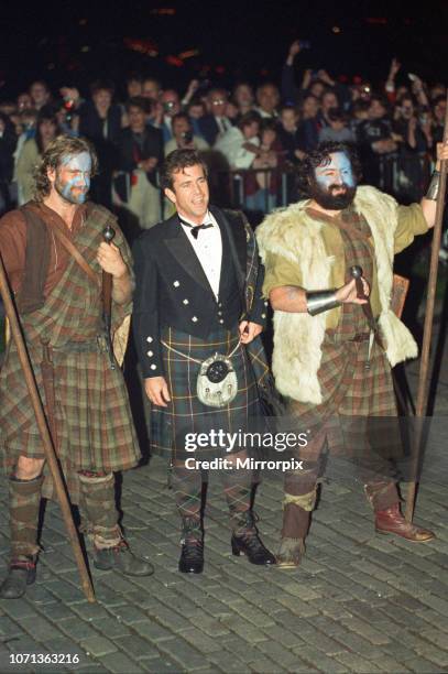 Mel Gibson attends the premiere of Braveheart in Stirling, Scotland. 3rd September 1995.