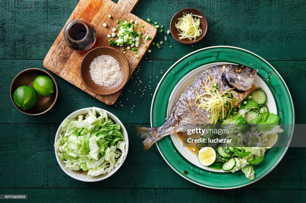 Dorada a la plancha con verduras