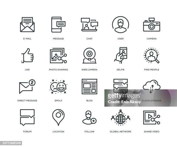 social media icons - line series - access icon stock illustrations