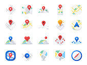 Map icon set. Included the icons as location, area, navigation, navigator, direction and more.