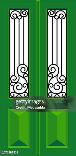 tür jugendstil schmiedeeisen vektor - zaun stock-grafiken, -clipart, -cartoons und -symbole