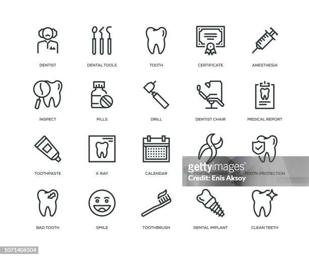 ilustraciones, imágenes clip art, dibujos animados e iconos de stock de iconos de dentales - serie - dentista