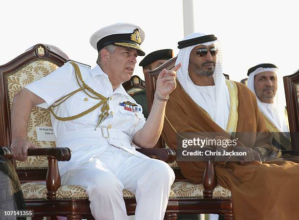 Prince Andrew, Duke of York attends a military air display event on November 25, 2010 in Abu Dhabi, United Arab Emirates. Queen Elizabeth II and...