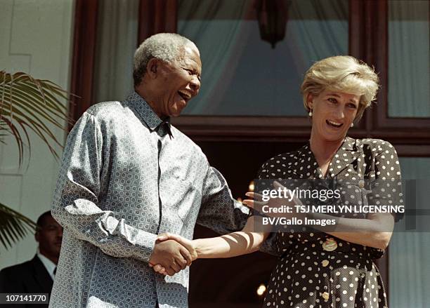 March 1997: Princess Diana met President Nelson Mandela in March 1997 while on a visit to Cape Town, five months before her death.