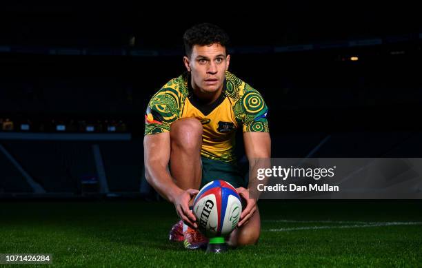 Matt Toomua of Australia poses for a portrait following the Australia Captain's Run at Twickenham Stadium on November 23, 2018 in London, England.