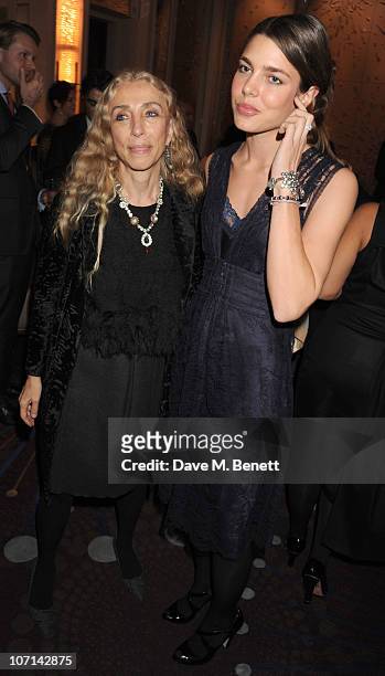 Franca Sozzani and Charlotte Casiraghi attend the Liberatum dinner hosted by Ella Krasner in honour of Sir V.S. Naipaul at The Landau in The Langham...
