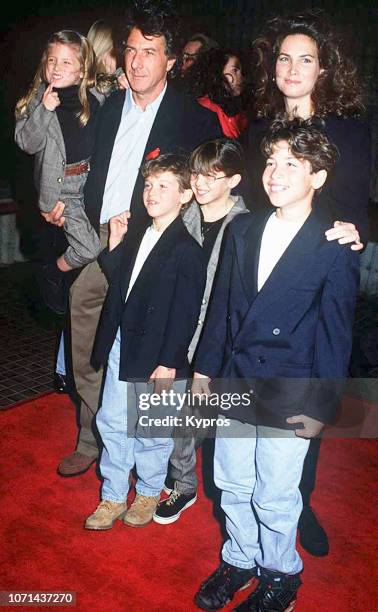 Dustin Hoffman with his wife, American businesswoman Lisa Hoffman and their children Jake Hoffman, Rebecca Hoffman, Max Hoffman, and Alexandra...