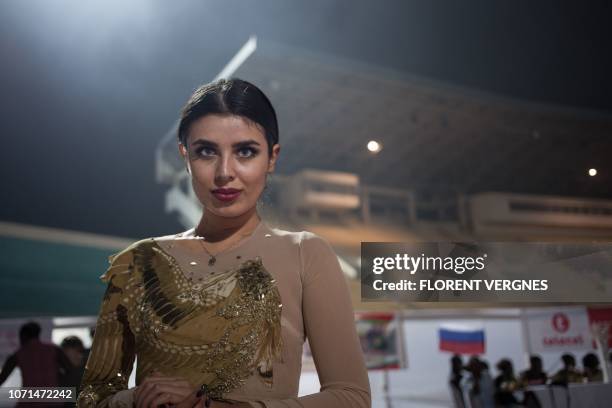 Elmira Abdrazakova, Miss Russia 2013, poses for the photographers during the Miss Central African Republic 2018 beauty pageant, at Bangui National...