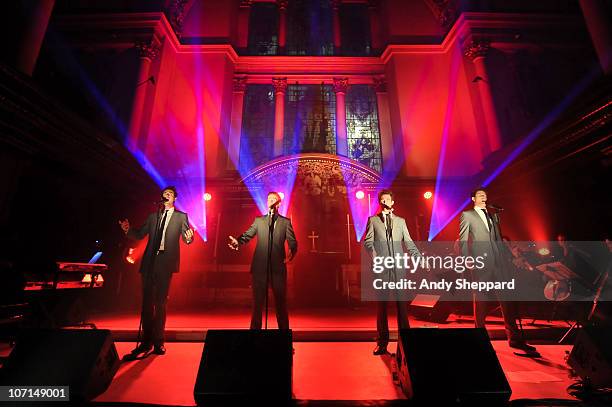 Ollie Baines, Humphrey Berney, Jules Knight and Stephen Bowman of Blake perform at St James' Church on November 25, 2010 in London, England.