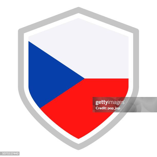 czech republic - shield flag vector flat icon - czech republic flag vector stock illustrations