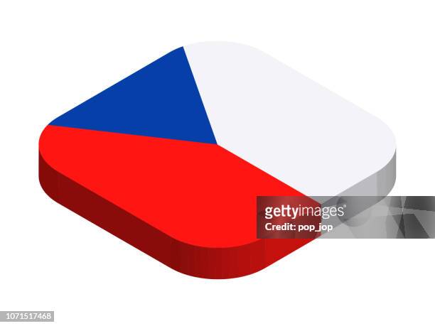 czech republic - isometric 3d flag vector flat icon - czech republic flag stock illustrations