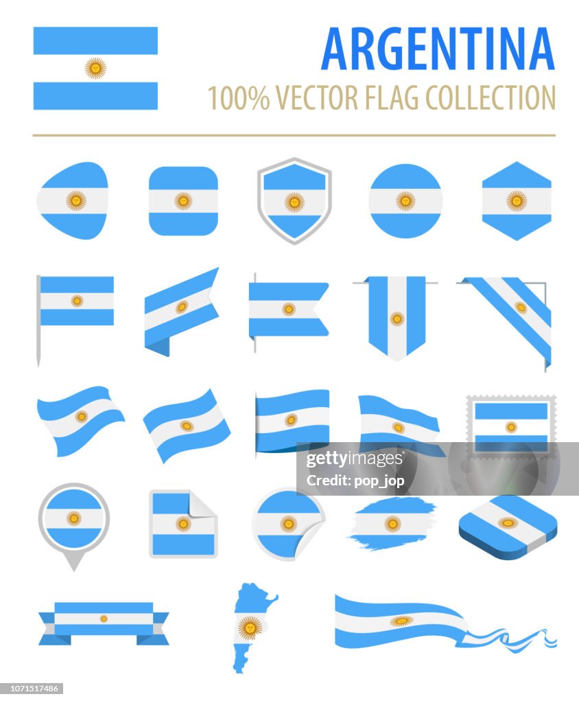 Argentinien - Flagge flache Vector Icons