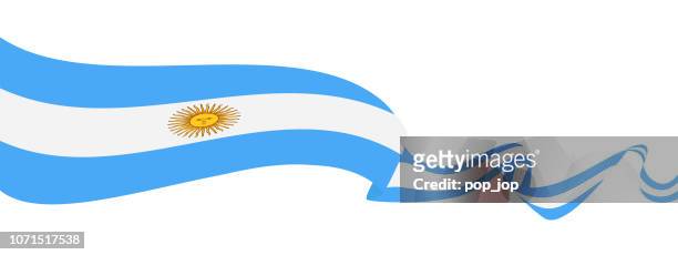 argentina - ribbon flag vector flat icon - argentinian flag stock illustrations