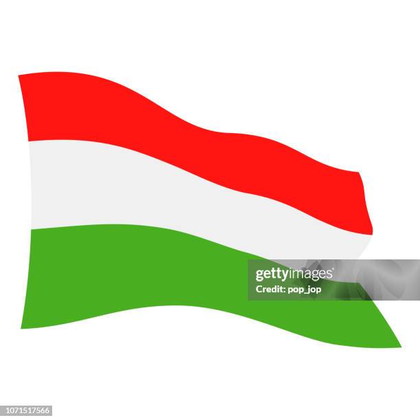 hungary - flying banner flag vector flat icon - budapest stock illustrations