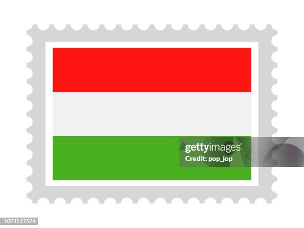 hungary - postmark flag vector flat icon - budapest stock illustrations