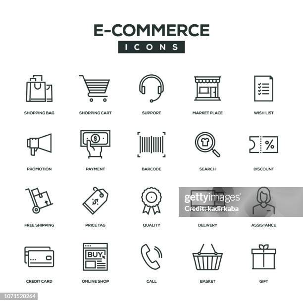 e-commerce line icon set - consistent quality stock illustrations