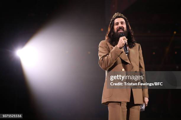 Alessandro Michele for Gucci winner of Brand of the Year on stage during The Fashion Awards 2018 In Partnership With Swarovski at Royal Albert Hall...