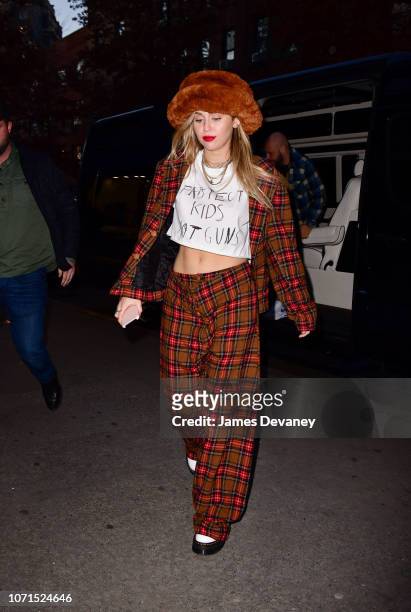 Miley Cyrus seen on the streets of Manhattan on December 10, 2018 in New York City.