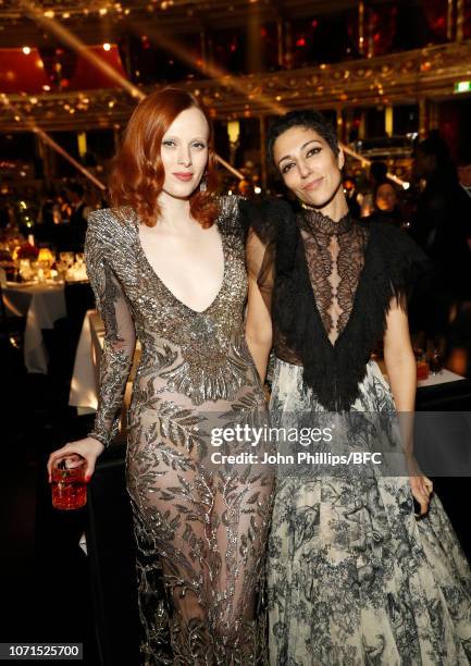 Karen Elson and Yasmin Sewell attend The Fashion Awards 2018 In Partnership With Swarovski at Royal Albert Hall on December 10, 2018 in London,...