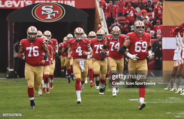 San Francisco 49ers Offensive Tackle Garry Gilliam , San Francisco 49ers Quarterback Nick Mullens and San Francisco 49ers Offensive Tackle Mike...