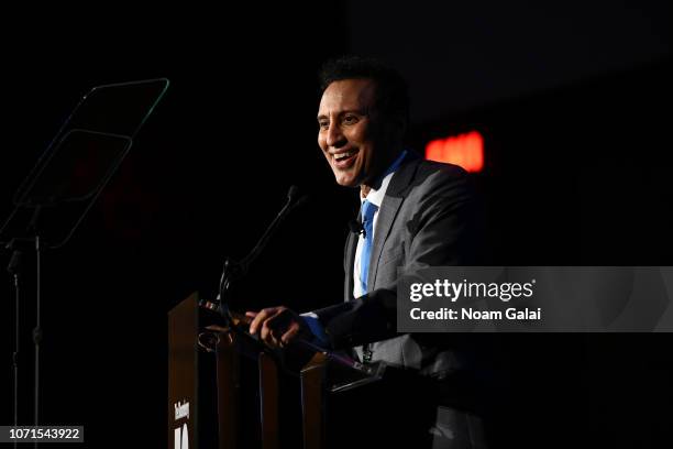 Aasif Mandvi appears on stage during "The Bloomberg 50" Celebration at Cipriani 25 Broadway on December 10, 2018 in New York City.