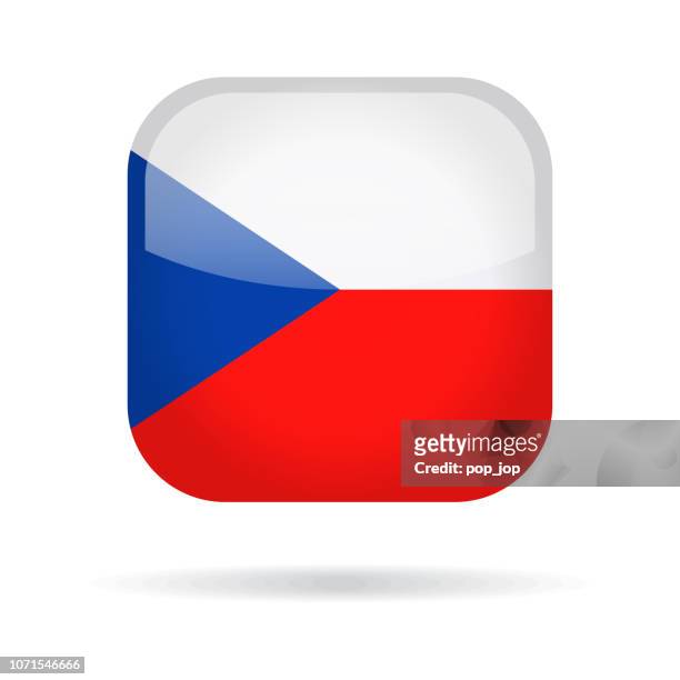 czech republic - square flag vector glossy icon - czech republic flag stock illustrations