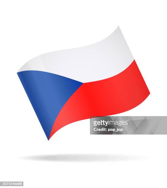 czech republic - waving flag vector glossy icon - czech republic flag stock illustrations