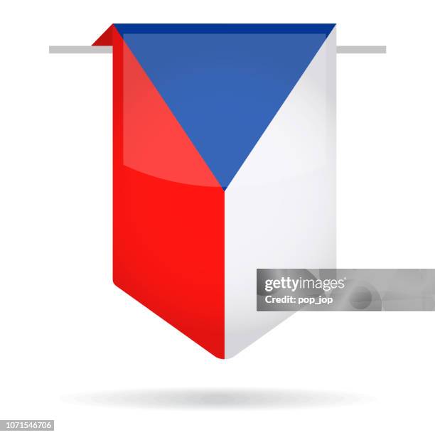 czech republic - bookmark flag vector glossy icon - prague stock illustrations