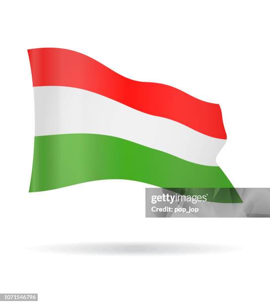 hungary - flying banner flag vector glossy icon - budapest stock illustrations