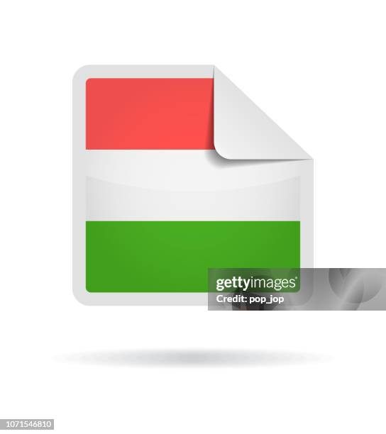 hungary - square paper corner flag vector glossy icon - budapest stock illustrations