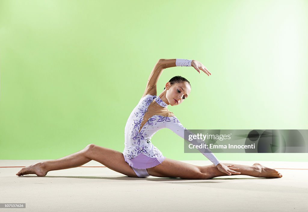 Leotards Split Rips Gymnast Split Floor Looking Back Purple Leotard Photo - Getty Images