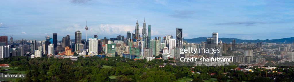 Panoramic view of downtown Kuala Lumpur, Malaysia.