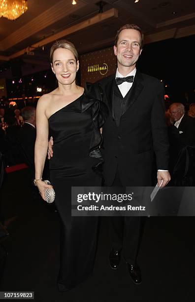 German Government Spokesman Steffen Seibert and partner Sophia Gundelach attend the annual press ball 'Bundespresseball' at Hotel Intercontinental on...