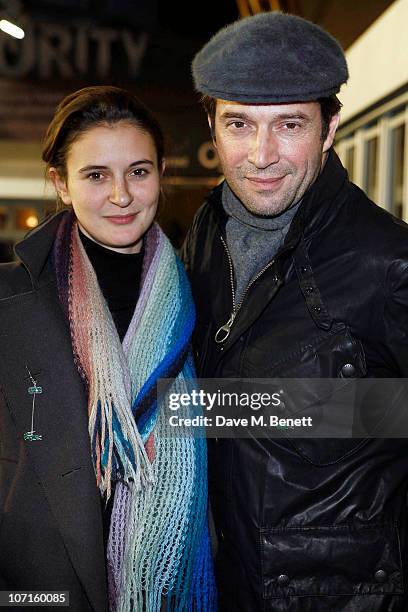 James Purefoy and girlfriend Jessica Adams pose at the Lacoste VIP Lounge at the ATP World Tour Finals in the O2 Arena on November 26, 2010 in...