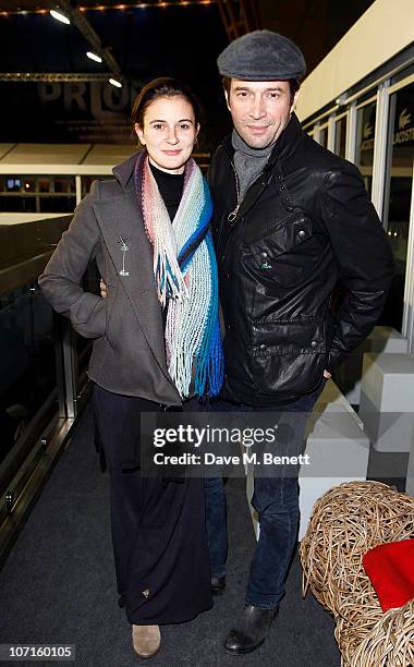 James Purefoy and girlfriend Jessica Adams pose at the Lacoste VIP Lounge at the ATP World Tour Finals in the O2 Arena on November 26, 2010 in...