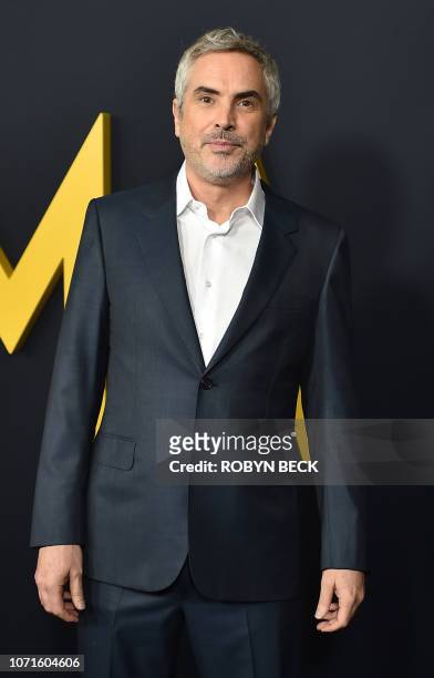 Mexican director Alfonso Cuarón arrives for the Los Angeles premiere of "Roma" at the Egyptian theatre in Hollywood on December 10, 2018.