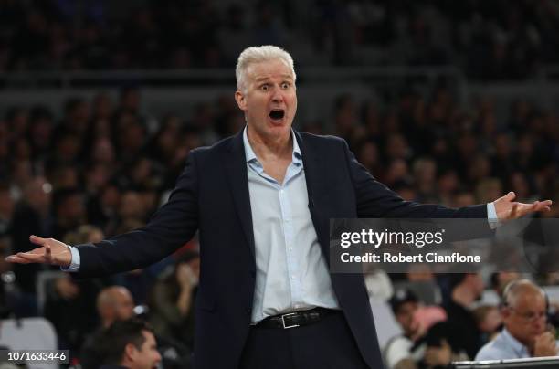 Sydney Kings coach Andrew Gaze reacts during the round seven NBL match between Melbourne United and the Sydney Kings at Hisense Arena on November 24,...