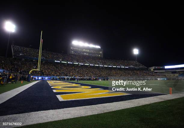 General view during the game between the Oklahoma Sooners and the West Virginia Mountaineers on November 23, 2018 at Mountaineer Field in Morgantown,...